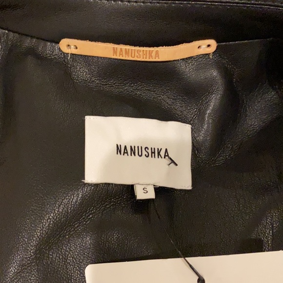LIKE NEW! NANUSHKA Blair Wrap Front Vegan Leather Jacket - black SMALL - Picture 7 of 10